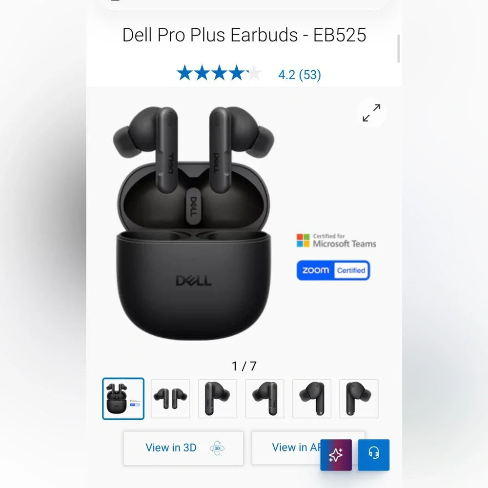 Dell Pro Plus EB525 True Wireless Earbuds in Black